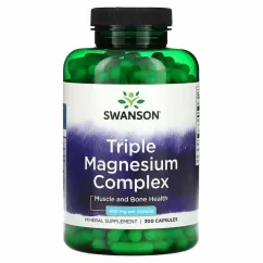 Мінеральний комплекс Swanson Triple Magnesium Complex 400 мг 300 капсул (21345)