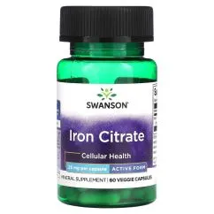 Натуральная добавка Swanson Iron Citrate 25 мг 60 капсул (20599)