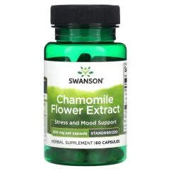 Натуральна добавка Swanson Chamomile Flower Extract Standardized Apigenin 500 мг 60 капсул (2022-09-1094)