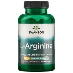 Аминокислота Swanson L-Arginine Maximum Strenght 850 мг 90 капсул (100-48-7269021-20)