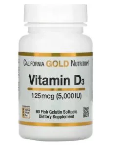 Вітамін California Gold Nutrition Vitamin D3 125 мкг 5000IU 90 капсул (2022-09-0952)