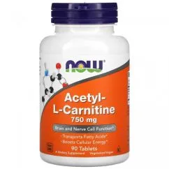 Жироспалювач Now Foods Acetyl L-Carnitine 750 мг 90 таб (2022-10-0650)