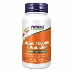 Пробіотик Now Foods Aloe Vera 10000 & Probiotics 60 капсул (2022-10-1421)