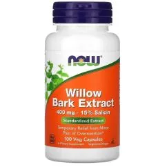 Натуральна добавка Now Foods Willow Bark Extract 400 мг 100 капсул (2022-10-1420)