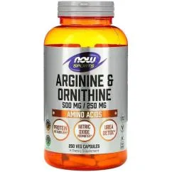 Амінокислота Now Foods Arginine/Ornithine 250 капсул (2022-10-1330)