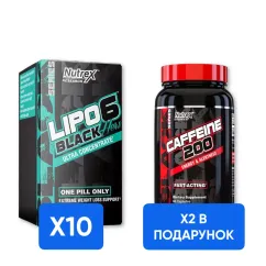 Жироспалювач Nutrex Combo LIPO-6 BLACK HERS ULTRA CONCENTRATE 60 капсул х 10шт Caffeine 60 капсул х 2шт (promo_LIPO-6 BLACK HERS )