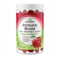 Мінерали Swanson Immune Boost with Acerola,Zinc,C and D 60 Gummies Cherry (2022-09-1088)
