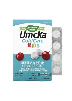 Натуральна добавка Nature's Way Umcka Coldcare Cherry Kids 10 chew tabs (2022-10-1112)