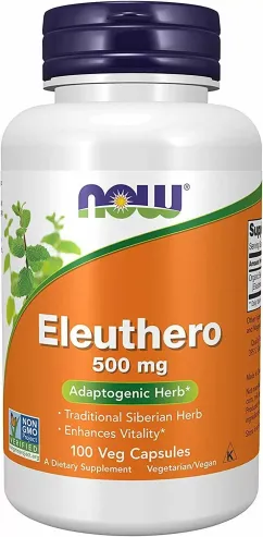 Натуральна добавка Now Foods Eleuthero 500 мг 100 капсул (2022-10-0983)