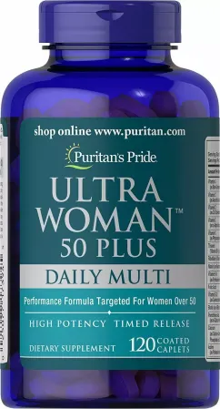 Мультивитамин Puritan's Pride Ultra Woman™ 50 Plus 120 капсул (100-75-1706746-20)