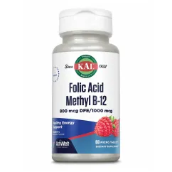 Натуральная добавка KAL Folic Acid Methyl B-12 800 мкг 60 таб Raspberry (2022-10-1005)