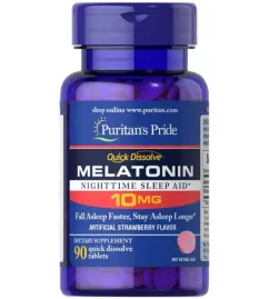 Натуральна добавка Puritan's Pride Quick Dissolve Melatonin 10 мг Cherry Flavor 90 таб (2022-09-0291)