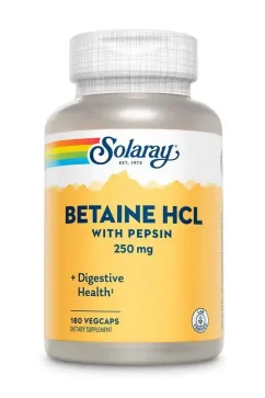 Натуральна добавка Solaray Betaine HCl 250 мг 180 капсул (2022-10-1016)
