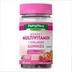 Натуральна добавка Piping Rock Womens Multivitamin + Collagen 30 gummies Mixed Berry (2022-10-0776)