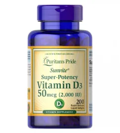 Вітамін Puritan's Pride Vitamin D3 50 мкг 2000 200 капсул (100-60-3016885-20)