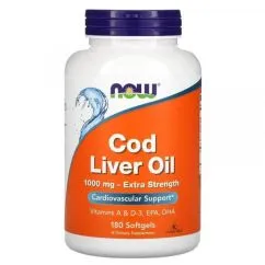 Натуральна добавка Now Foods Cod Liver Oil 1000 мг 180 капсул (2022-10-2376)