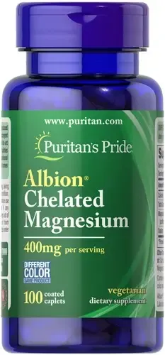Вітаміни Puritan's Pride Albion Chelated Magnesium 400 мг 100 капсул (2022-09-0399)