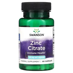 Мінерали Swanson Zinc Citrate 30 мг 60 капсул (100-74-2160613-20)