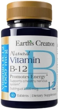Вітаміни Earth's Creation Vitamin B-12 1000 mcg Sublingual 60 таб (608786003217)