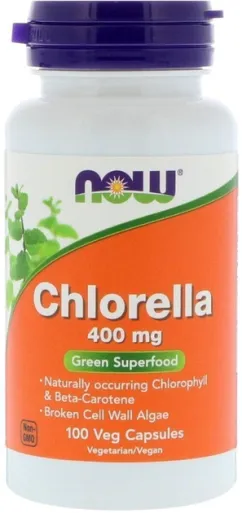 Натуральна добавка Now Foods Chlorella 400 mg 100 веган капс (733739026286)