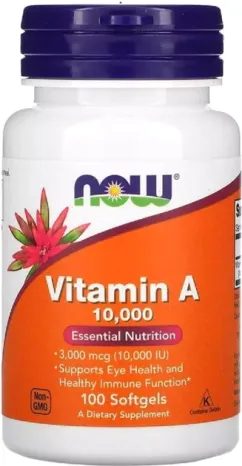Витамины Now Foods A 10000 МЕ 100 софт гель (733739003300)