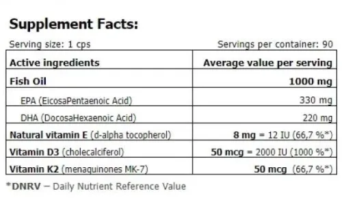 Вітаміни Amix GreenDay Omega3 FORTE 330/220 + D3,K2,Vit.E 90 софт гель (8594159533202) - фото №2