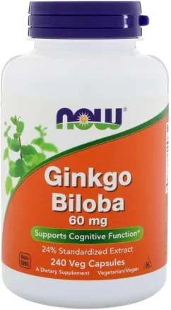 Натуральная добавка Now Foods Ginkgo Biloba 60 мг 240 веган капс (733739046840)