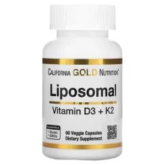 Вітаміни та мінерали California Gold Nutrition Liposomal Vitamin K2+ D3 60 вегакапсул (CN14429)