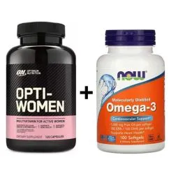 Витамины и минералы Optimum Nutrition Opti Women 120 капс + NOW Foods Omega-3 1000 мг 100 капс