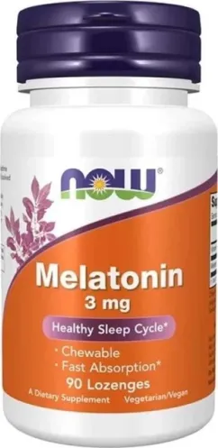 Натуральна добавка Now Foods Melatonin 3 мг 90 жев.таб (733739032584)
