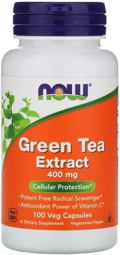 Натуральная добавка Now Foods Green Tea Extract 400 мг 100 веган капс (733739047052)