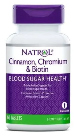 Вітаміни і мінерали Natrol Cinnamon, Chromium & Biotin 60 таб (47469048983)