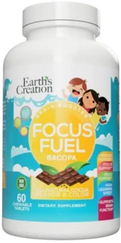 Вітаміни Earth's Creation Focus Fuel (Bacopa Kids) шоколад 60 жеват.конфет (608786003804)