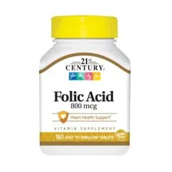 Вітаміни та мінерали 21st Century Folic Acid 800 мкг 180 таблеток (0740985225639)