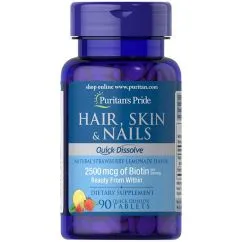 Вітаміни та мінерали Puritan's Pride Hair Skin and Nails Quick Dissolve 90 таблеток (CN4664)