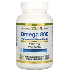 Жирные кислоты California Gold Nutrition Omega 800 90 рыбных капсул (898220012664)
