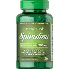 Натуральна добавка Puritan's Pride Spirulina 500 mg 200 таблеток (074312132834)