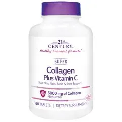 Препарат для суставов и связок 21st Century Super Collagen Plus Vitamin C 6000 mg 180 таблеток (301653915315)
