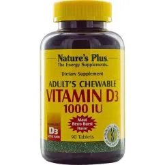 Вітаміни та мінерали Natures Plus Adults Chewable Vitamin D3 90 жувальних таблеток Ягоди (CN9771-1)