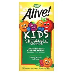 Вітаміни та мінерали Nature's Way Alive! Kids Chewable Multivitamin 120 жувальних таблеток Апельсин-ягоди (033674157862)