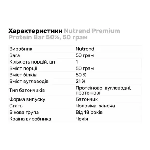 Батончик Nutrend PROTEIN BAR 50 г Кокос 1х30 (8594073173546) - фото №2