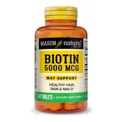 Вітаміни та мінерали Mason Natural Biotin 5000 мкг 60 таблеток (CN10913)