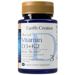 Витамины Earth's Creation Vitamin D3+K2 60 софт гель