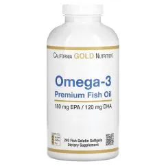 Жирные кислоты California Gold Nutrition Omega 3 Premium Fish Oil 240 рыбных капсул (898220013302)