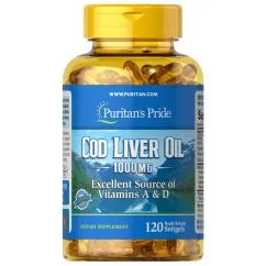 Жирные кислоты Puritan's Pride Cod Liver Oil 1000 мг 120 капсул (0074312177439)