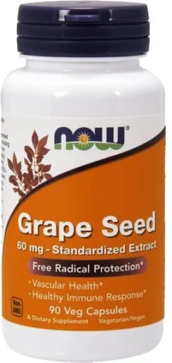 Натуральна добавка Now Foods Grape Seed Anti 60 mg 90 веган капс (733739032522)