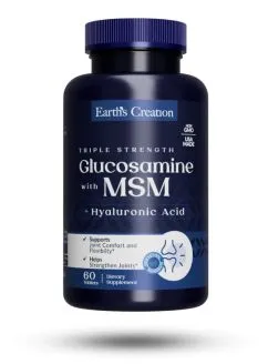 Препарат для суглобів та зв'язок Earth's Creation Glucosamine MSM plus Hyaluronic Acid 60 таблеток (0608786001169)