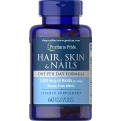 Вітаміни та мінерали Puritan's Pride Hair Skin and Nails One Per Day Formula 60 капсул (025077555543)