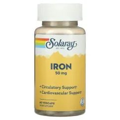 Вітаміни та мінерали Solaray Iron 50 мг 60 вегакапсул (076280461053)