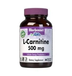 Жиросжигатель Bluebonnet L-Carnitine 500 mg, 30 вегакапсул (743715000322)